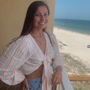 American Eagle Linen long sleeve top